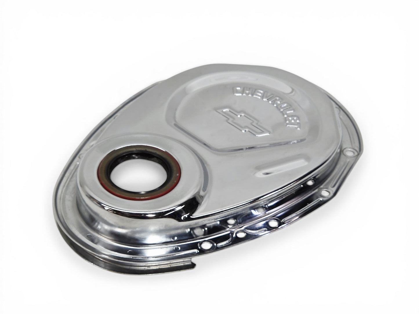 1968-1991 Corvette Small Block Chrome Timing Chain Cover Bowtie Embossed GM