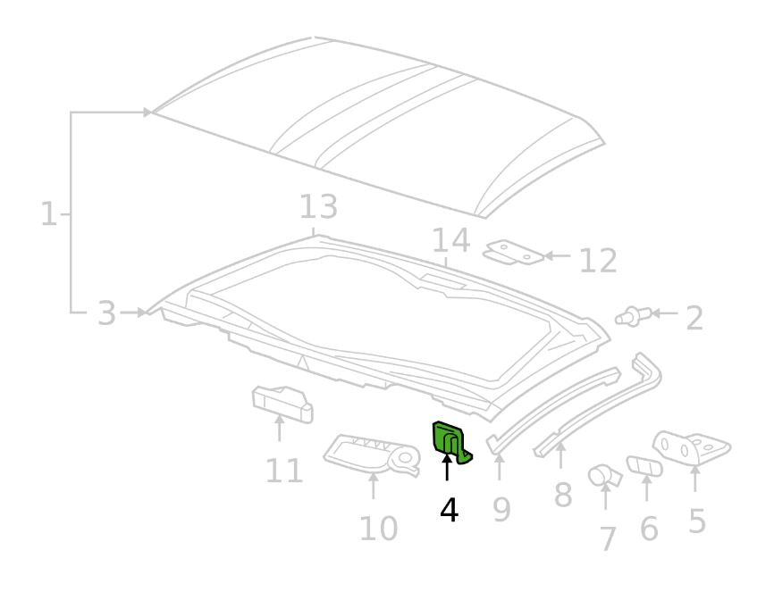 2005-2013 Corvette C6 Pass Side Roof Lift Off Targa top locator bracket OEM