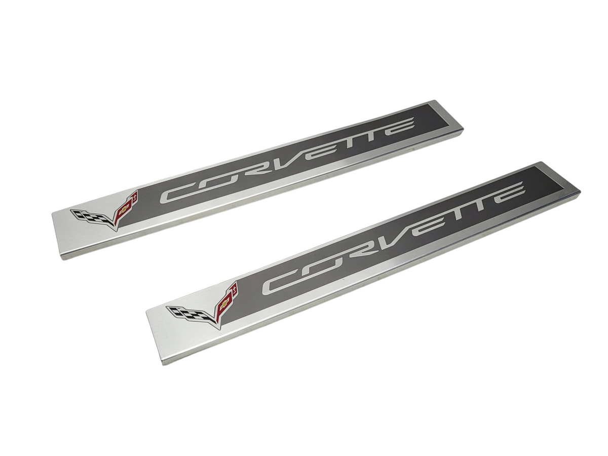 2014-2019 Chevy Corvette C7 Door Sill Scuff Entry Plates OEM GM 22789326
