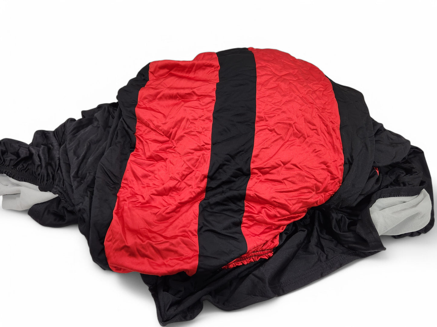 1969 Chevy Camaro Coverking Satin Stretch Black with Red Stripes Indoor Car Cover