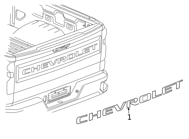 2019-2025 Chevy Silverado Black Tailgate Lettering Decal OEM GM 84370615