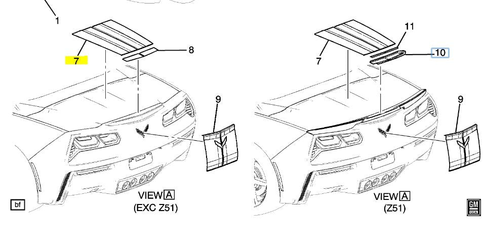 2017-2018 Corvette C7 Conv Carbon Flash Deck lid Decal OEM GM 84030358