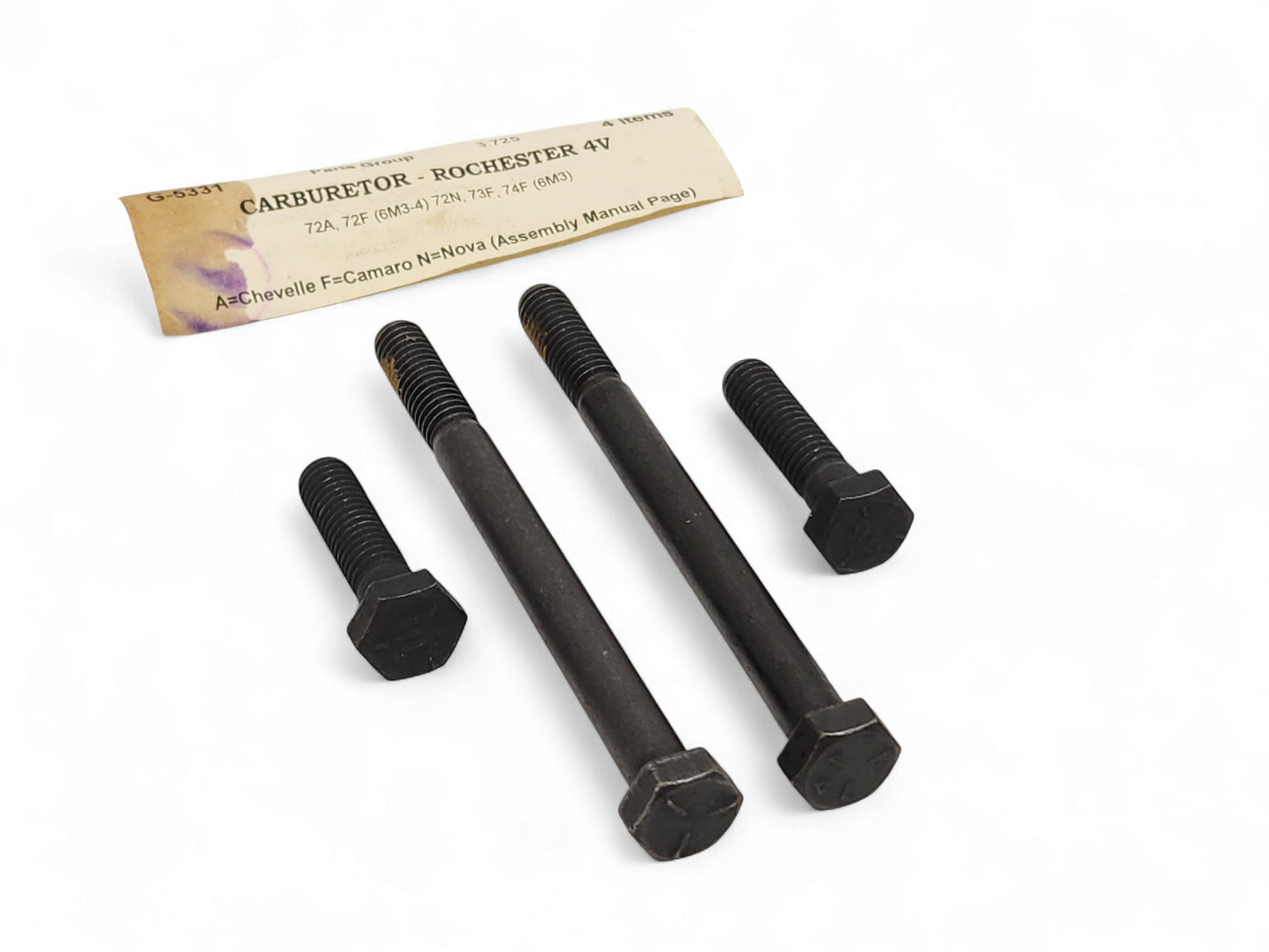 Chevelle Camaro Nova Rochester 4V Small Block V8 Carburetor Bolt Kit