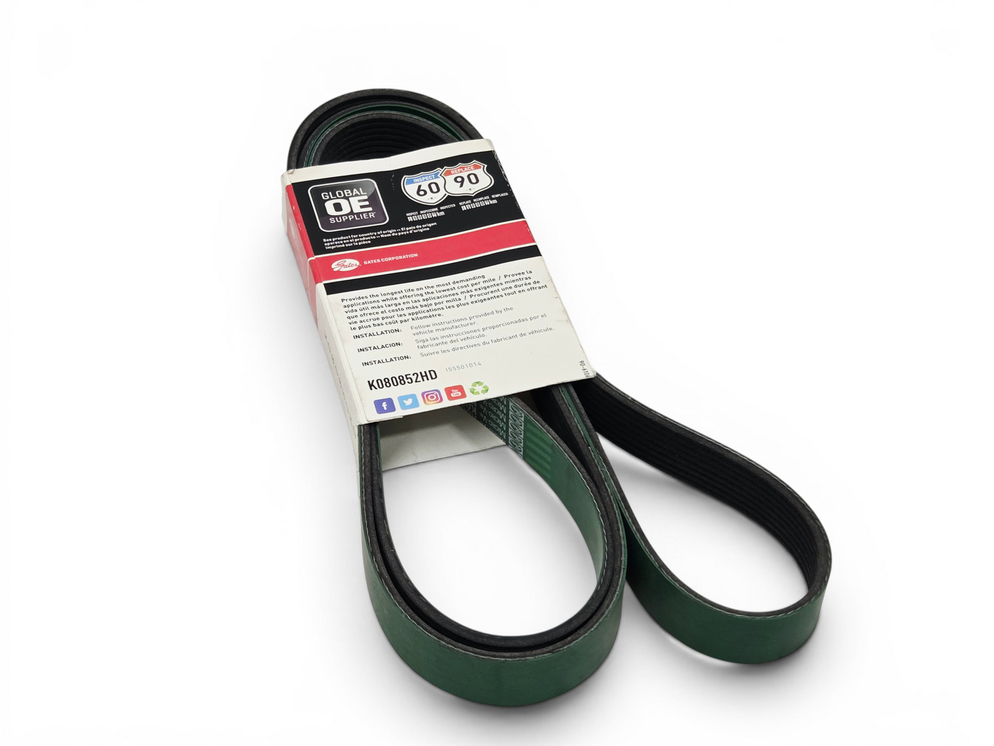 K080852HD Gates Serpentine Heavy Duty Micro-V Belt 8PK2165 85-11/16"