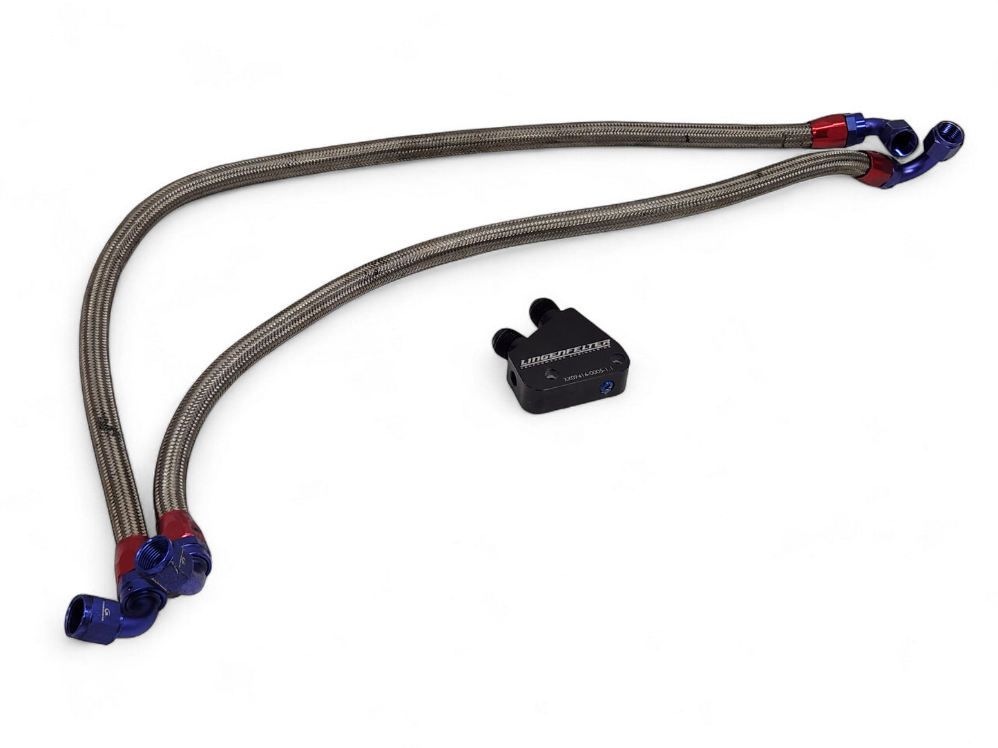 Lingenfelter GM LS Gen III & IV V8 Oil Cooler Adapter Block with lines L300025297