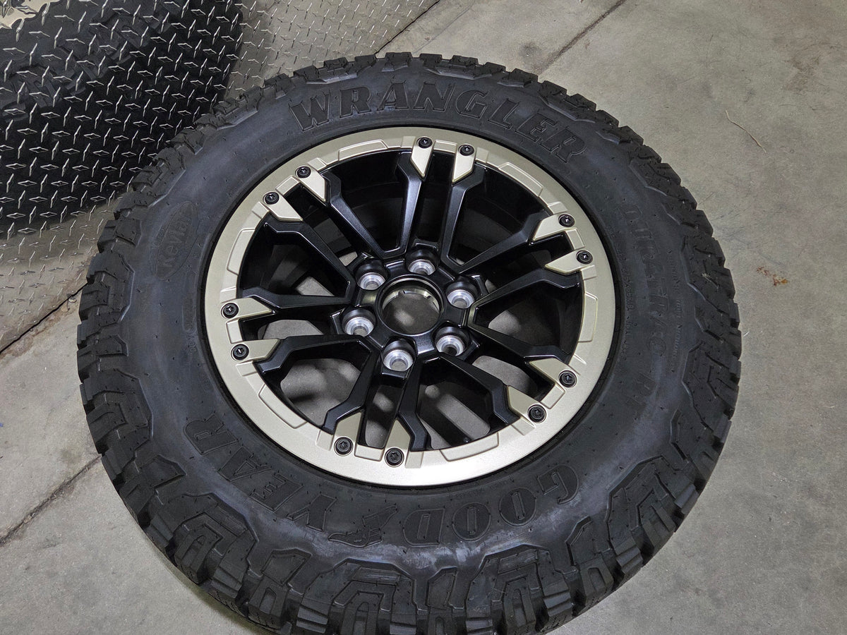 Silverado Sierra 18x8 12 Spoke Wheels GoodYear Wrangler Tires and TPMS