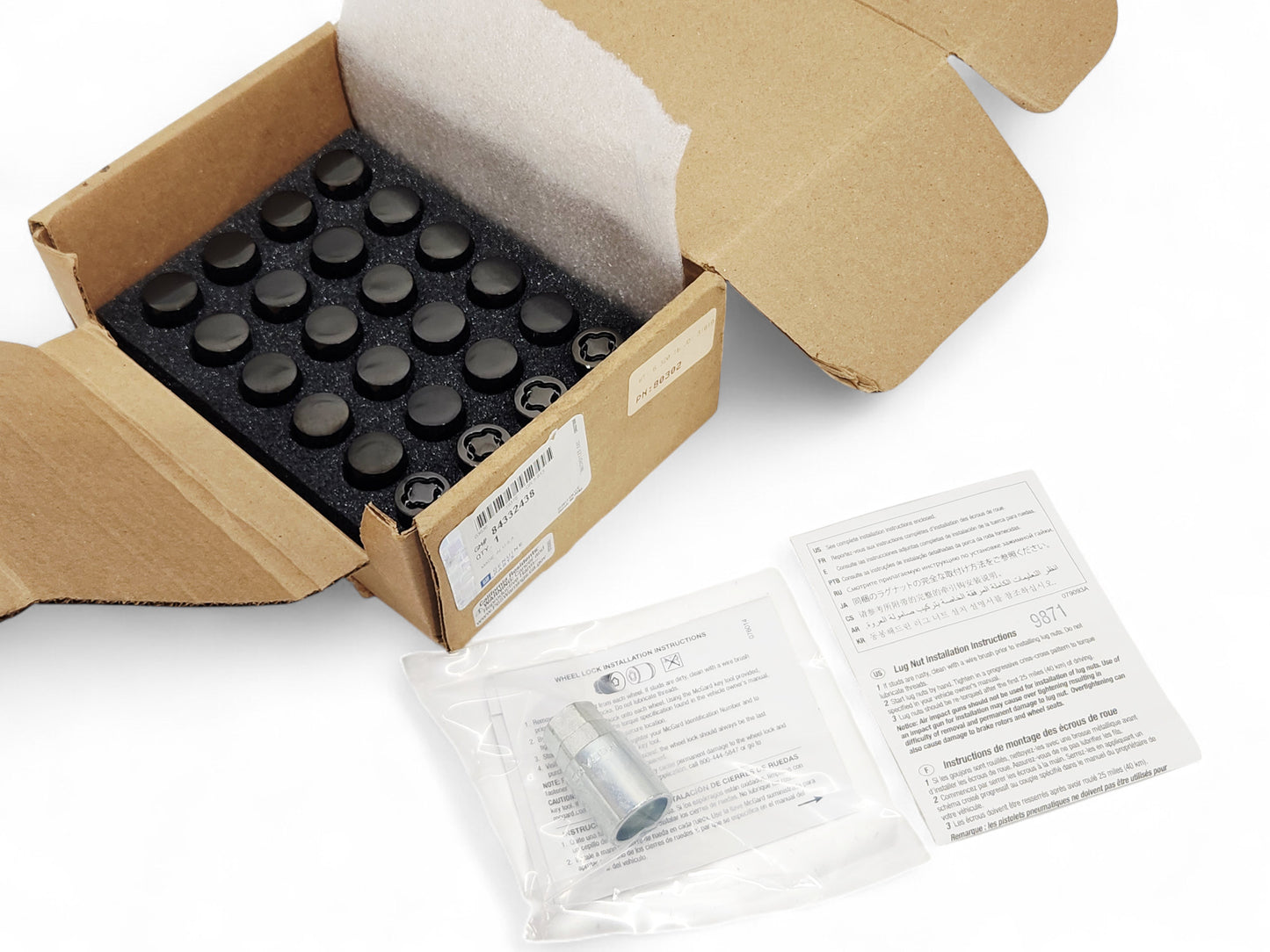 Yukon Suburban Escalade Black Polish Lug Nuts Lock Set 24 OEM GM 84332438