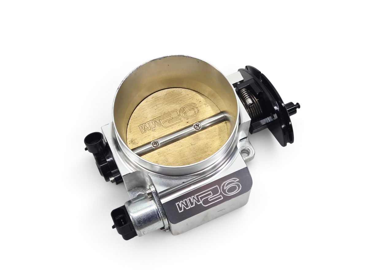 Send it Auto Parts 92mm 4-bolt aluminum throttle body for GM LS engines with brass butterfly valve and sensors