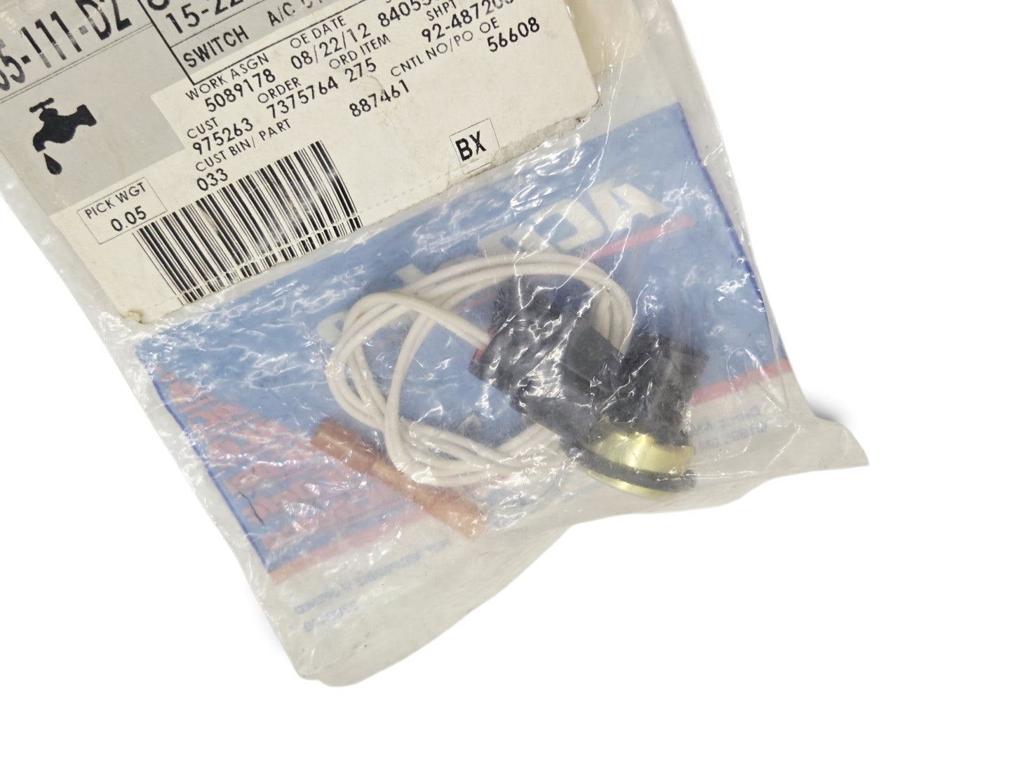 Send it Auto Parts OEM GM A/C compressor pressure switch in original packaging with wiring harness.