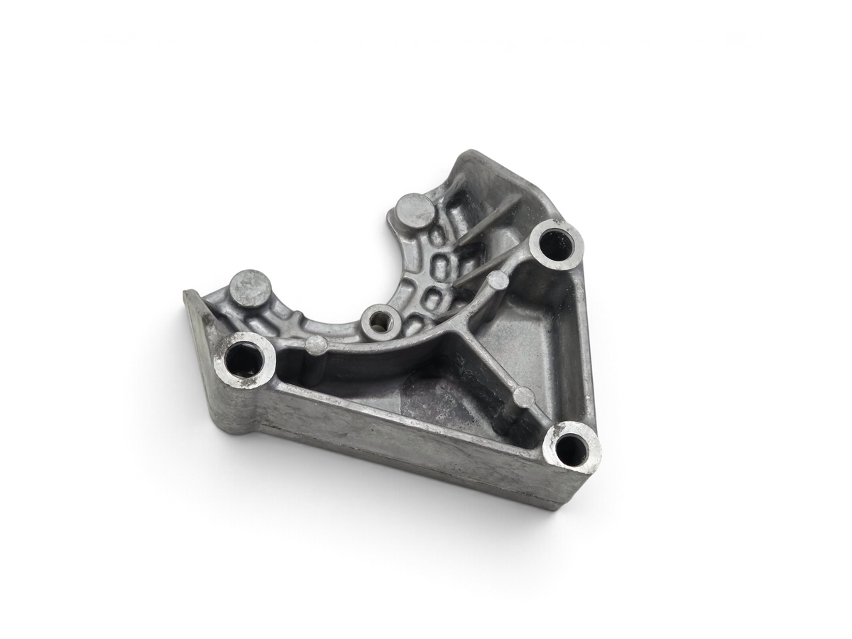 Send it Auto Parts OEM GM idler pulley bracket for 6.2L Chevy Camaro LSA LS3 engines, silver cast metal finish.