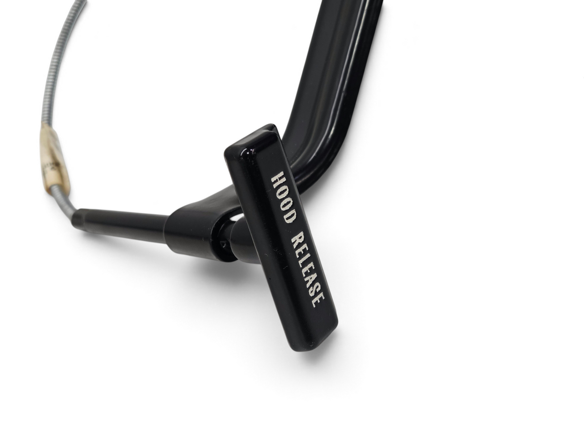 Send it Auto Parts 1968-1976 Corvette C3 hood release handle cable assembly with black bracket and metal cable