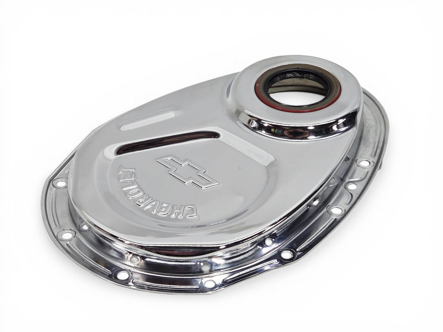 1968-1991 Corvette Small Block Chrome Timing Chain Cover Bowtie Embossed GM