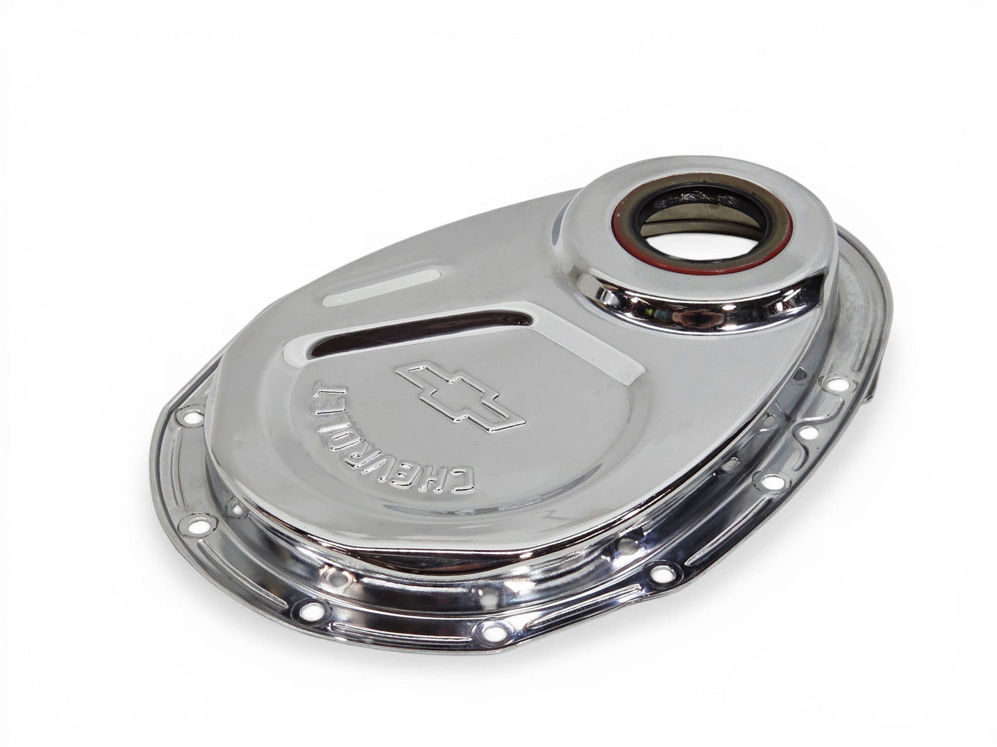 1968-1991 Corvette Small Block Chrome Timing Chain Cover Bowtie Embossed GM