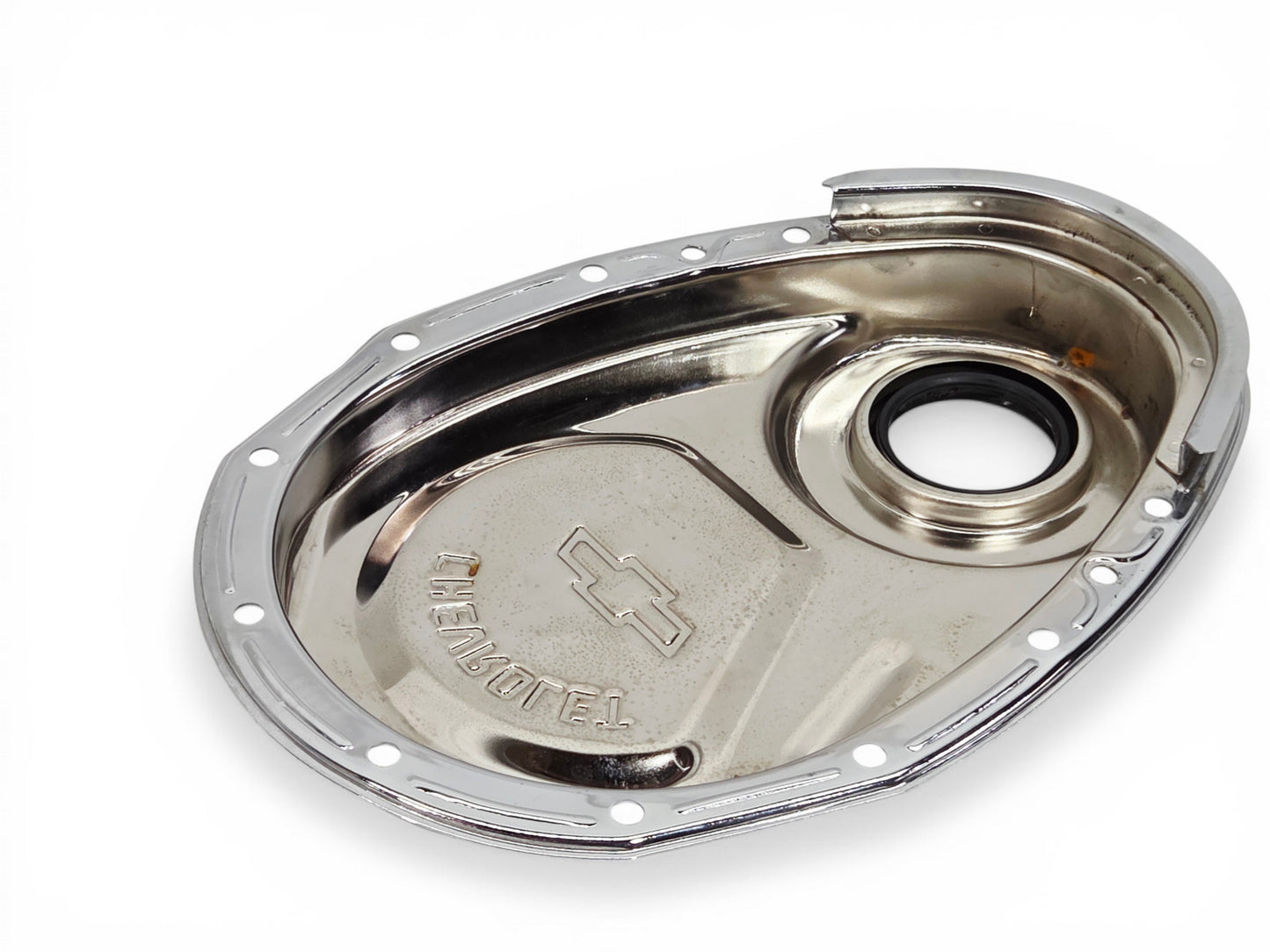 1968-1991 Corvette Small Block Chrome Timing Chain Cover Bowtie Embossed GM
