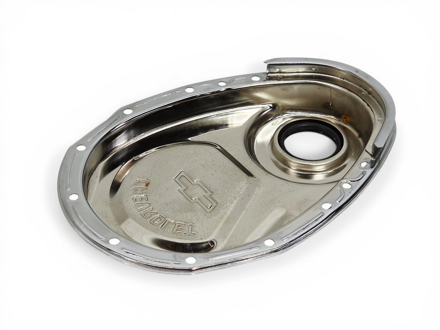 1968-1991 Corvette Small Block Chrome Timing Chain Cover Bowtie Embossed GM