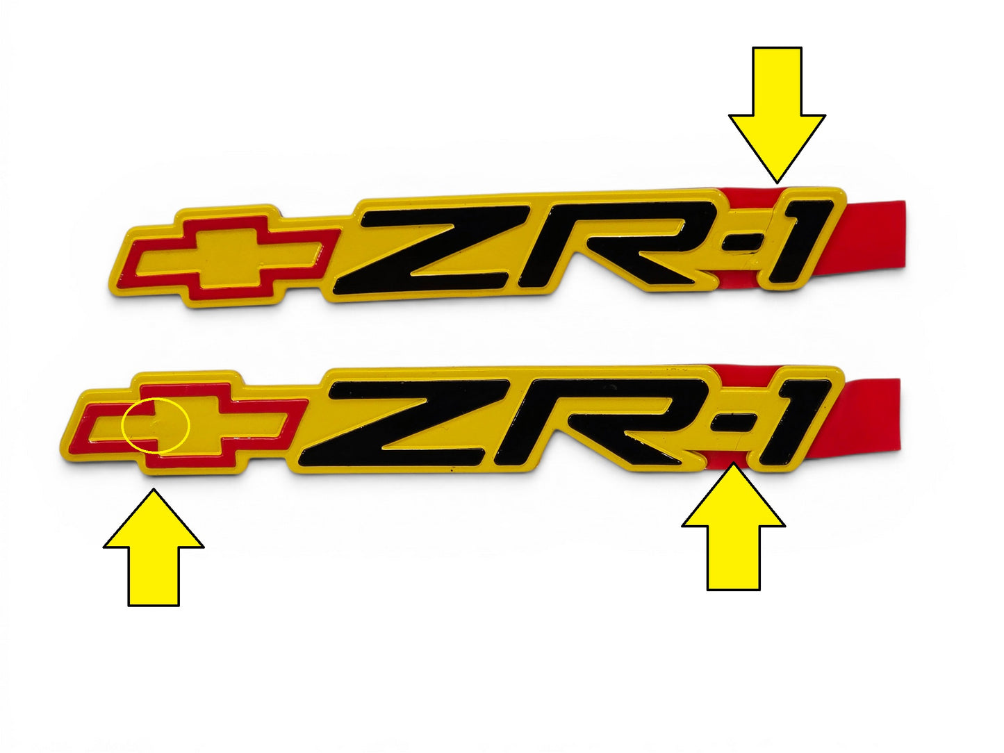 1991-1992 Corvette C4 ZR-1 Emblem Yellow - Blemished Pair