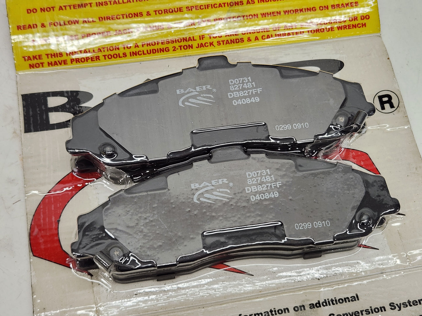 1997-2004 Corvette C5 and C6 Base - Baer Decela Front Brake Pads D0731