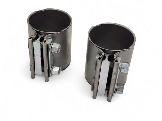 2.75" Stainless Torca Exhaust Sleeve Coupler Barrel Band Clamp - Pair of 2