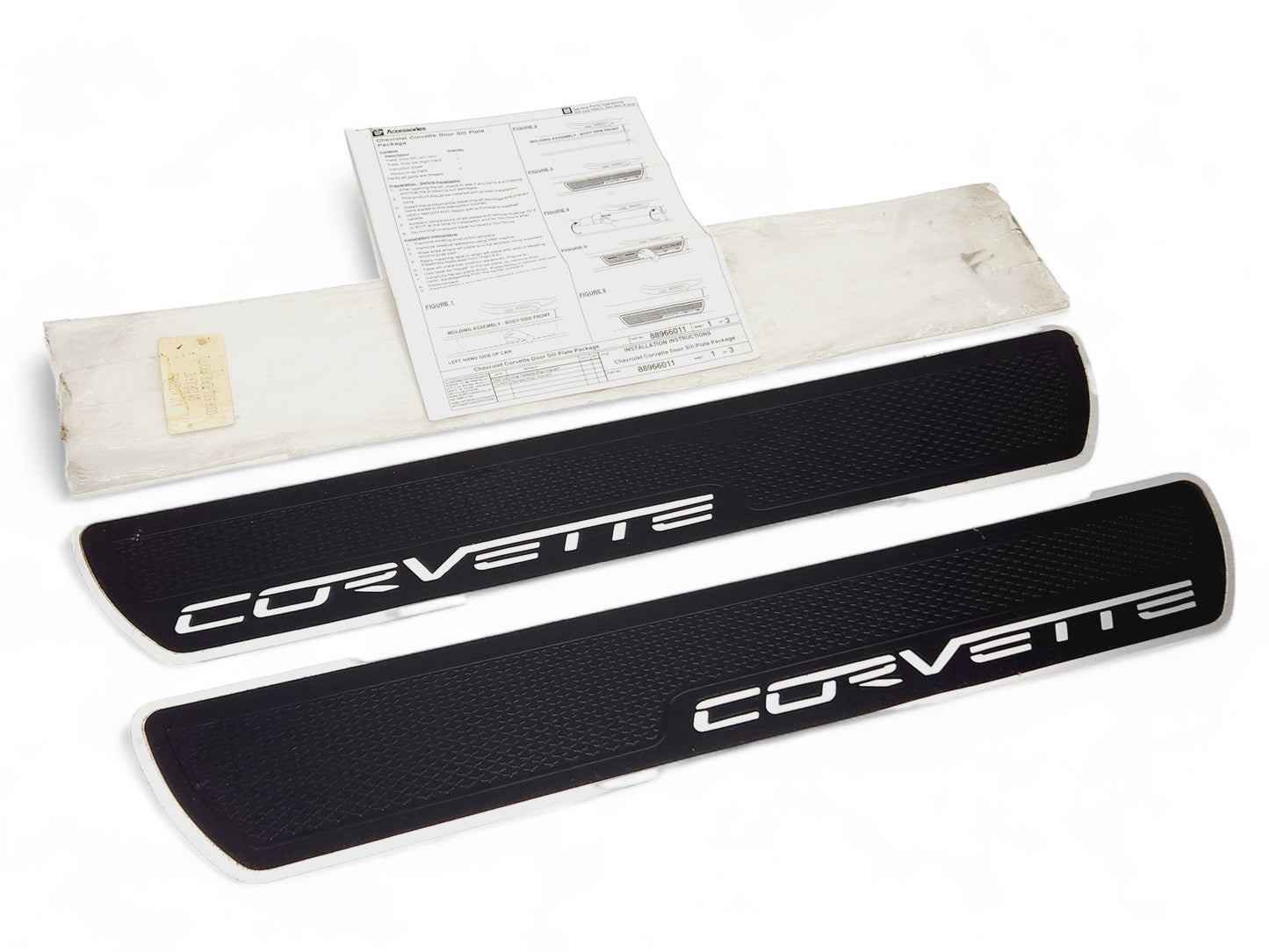 2005-2013 Chevy Corvette C6 Brushed Aluminum Door Sills OEM GM 17800062