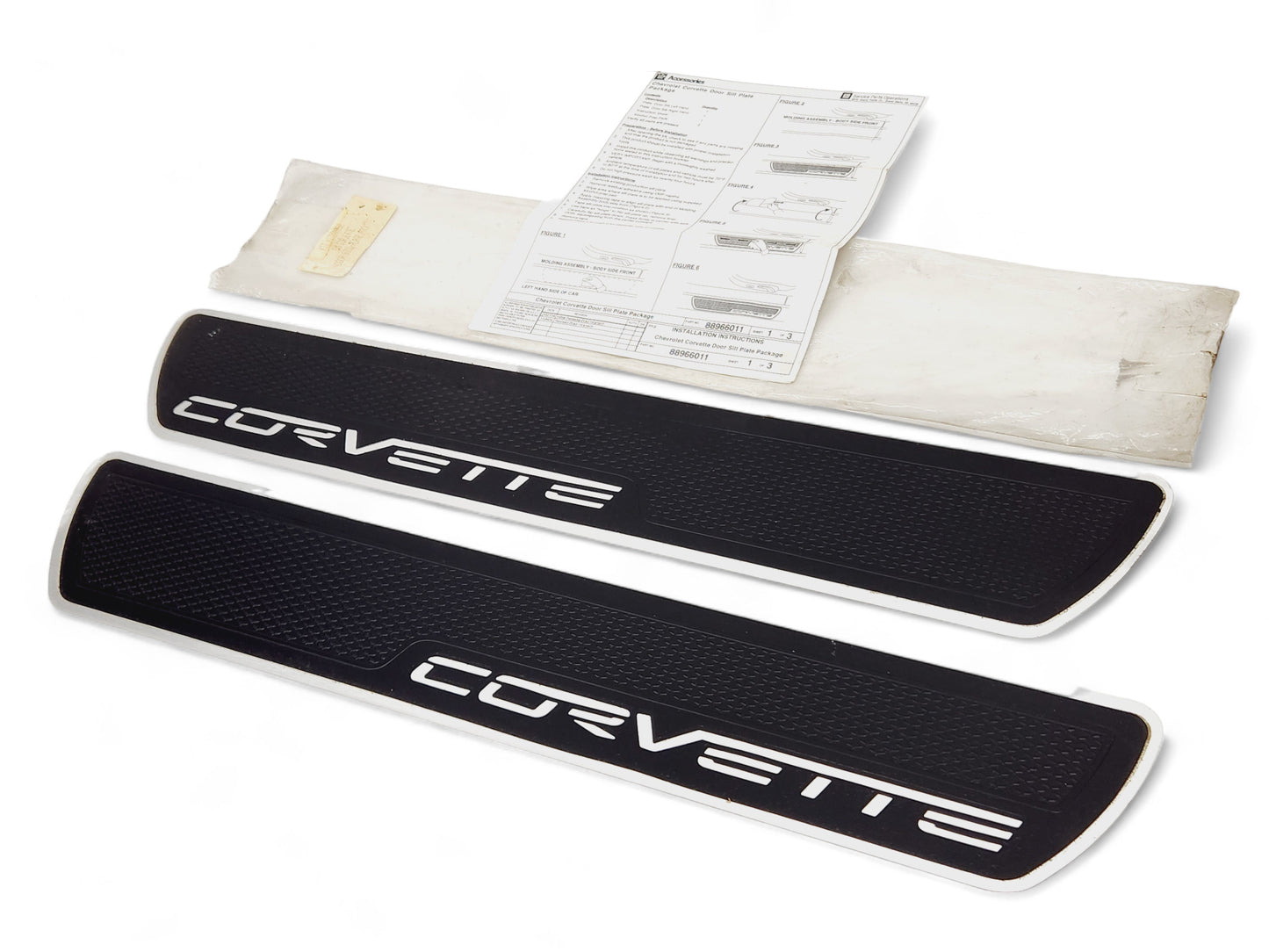 2005-2013 Chevy Corvette C6 Brushed Aluminum Door Sills OEM GM 17800062