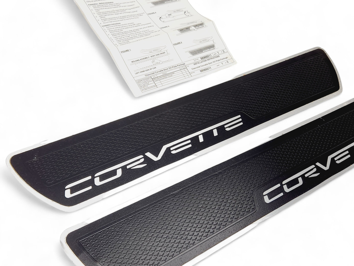 2005-2013 Chevy Corvette C6 Brushed Aluminum Door Sills OEM GM 17800062