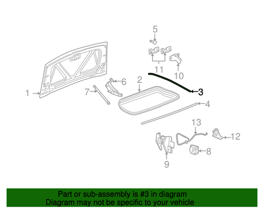 2005-2013 Chevy Corvette C6 Convertible Deck Lid Seal Strip OEM GM 15881431
