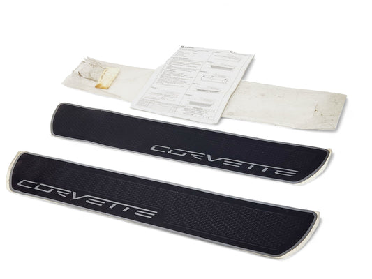 2005-2013 Chevy Corvette C6 Gunmetal Door Sills OEM GM 17802223