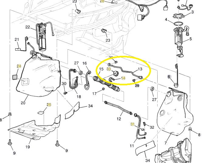 2005-2013 Chevy Corvette Fuel Tank Breather Vapor Canister Hose Pipe OEM GM