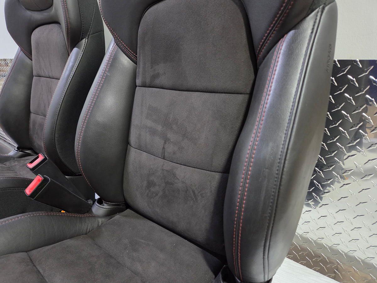 2013 Corvette C6 Z06 3LZ Heated Seats with Door Panels Black with Red Stitching
