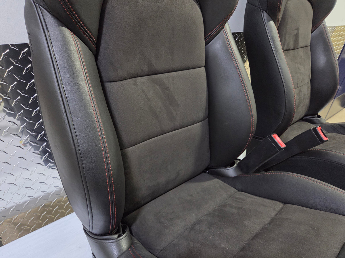 2013 Corvette C6 Z06 3LZ Heated Seats with Door Panels Black with Red Stitching