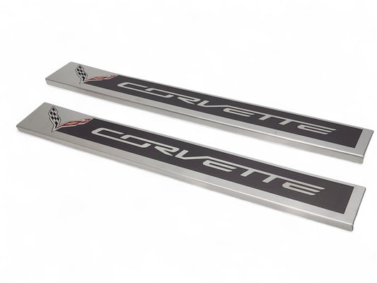 2014-2019 Chevy Corvette C7 Door Sill Scuff Entry Plates OEM GM 22789326 - Pair