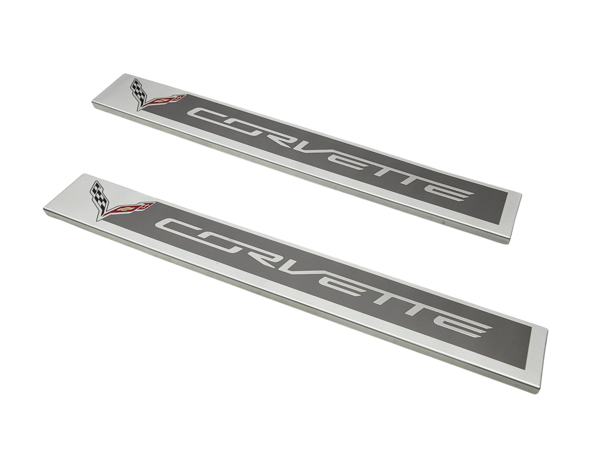 2014-2019 Chevy Corvette C7 Door Sill Scuff Entry Plates OEM GM 22789326