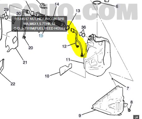 2014-2019 Chevy Corvette C7 Passenger Side Fuel Feed Vapor Line OEM GM 84007695