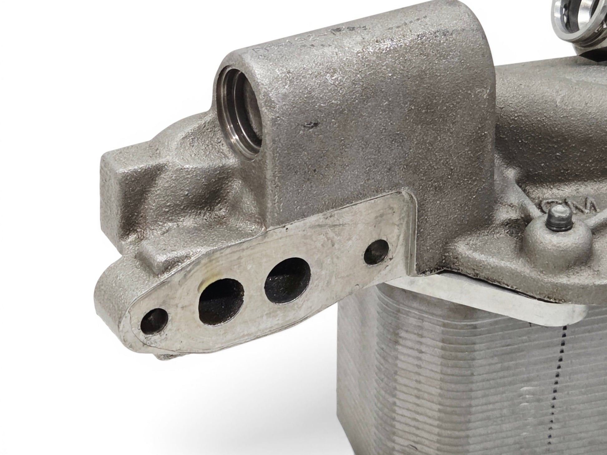 Send it Auto Parts OEM GM oil cooler for 2015-2019 Corvette C7 Z06 LT4 dry sump engine, showing metal housing detail.