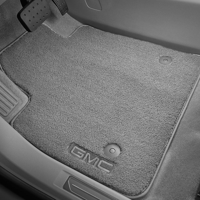 2018-2023 GMC Acadia Dark Ash Gray Front Row Carpeted Floor Mats with Logo OEM