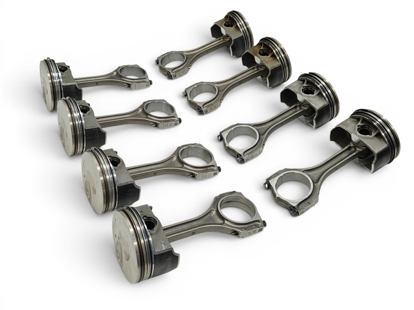 Send it Auto Parts OEM GM LT4 6.2L supercharged engine pistons and upgraded Pankl connecting rods set of eight.