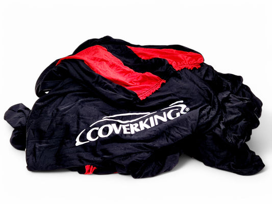 1969 Chevy Camaro Coverking Satin Stretch Black with Red Stripes Indoor Car Cover