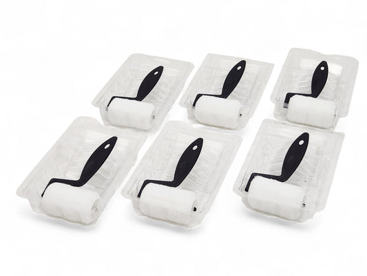 3 in. x 1/4 in nap Tiny Trim Shed Resistant White Woven Mini Paint Roller Kit - 6 Kits
