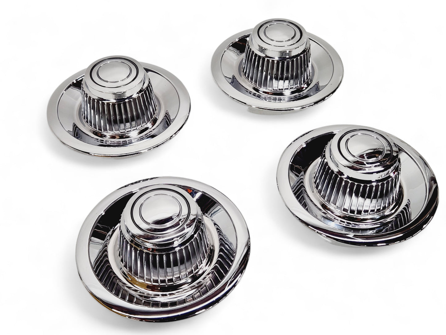 4x Vision Wheel Rim Center Hub Caps Derby Chrome Short 54.3mm H 231.8mm OD
