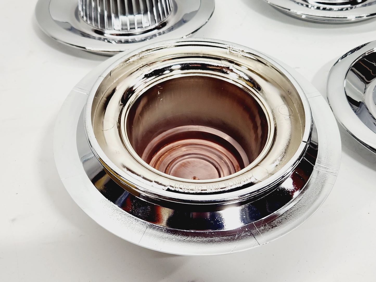 4x Vision Wheel Rim Center Hub Caps Derby Chrome Short 54.3mm H 231.8mm OD