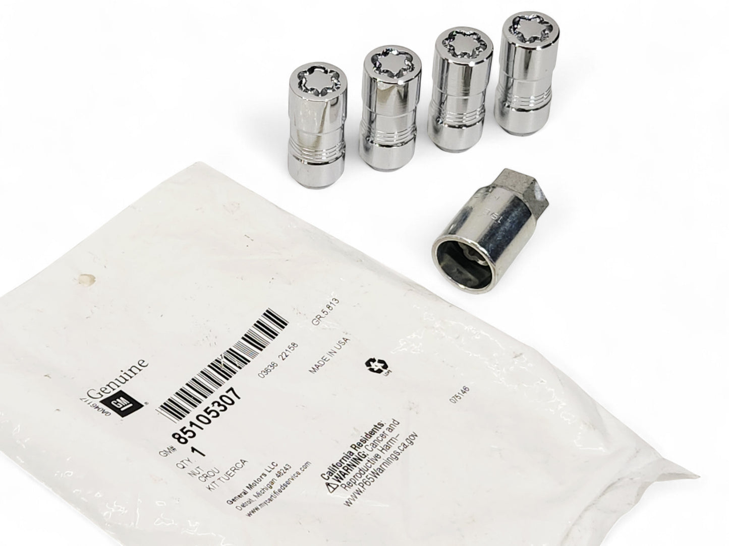 Chevrolet GMC Buick Cadillac Chrome Wheel Lock Kit OEM GM 85105307