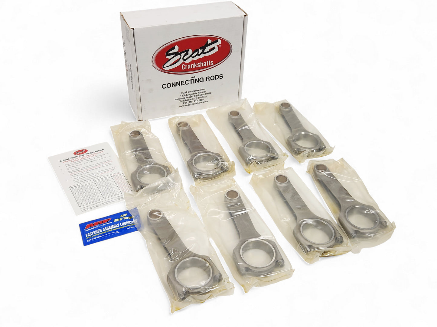 Chevy LS1 Scat Pro Sport H-Beam Connecting Rods 6.100 2.100 Pin ARP Bolts