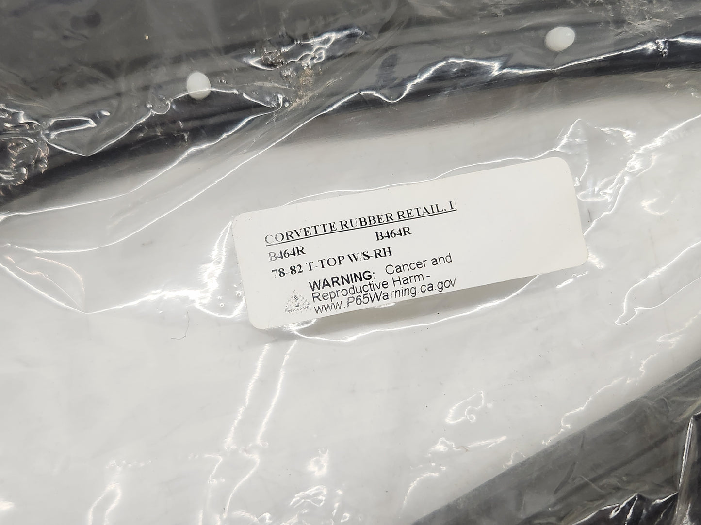 Corvette Rubber - 1978-1982 C4 T-Top Side Frame Door Glass Rear Weathers stripping