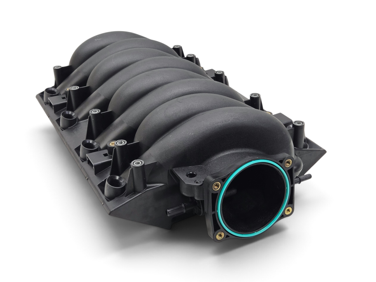 Send it Auto Parts OEM GM 6.2L LS3 intake manifold for Chevrolet Corvette and Camaro, black composite construction.