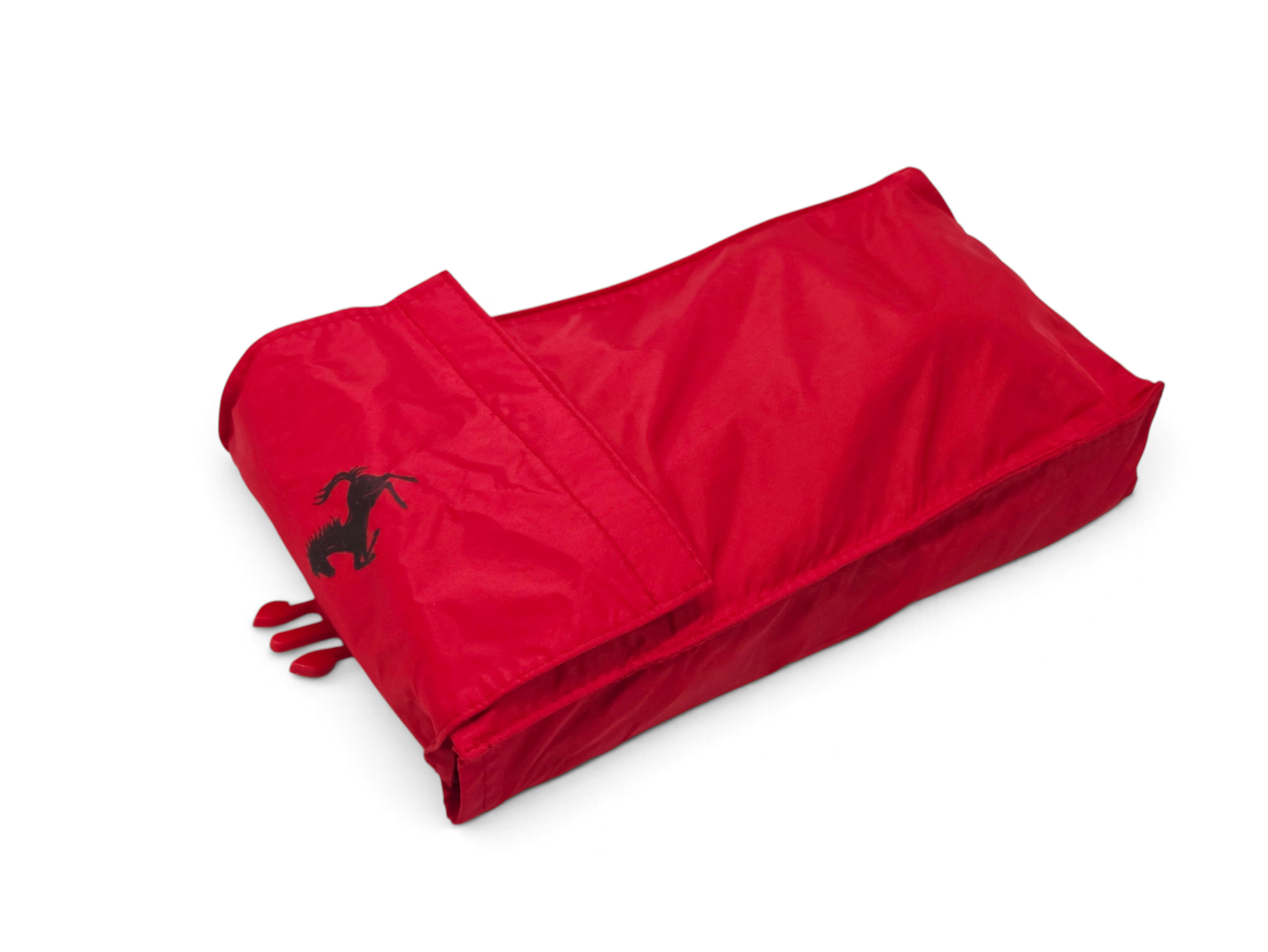 Send it Auto Parts red Ferrari battery charger carry case with black prancing horse logo