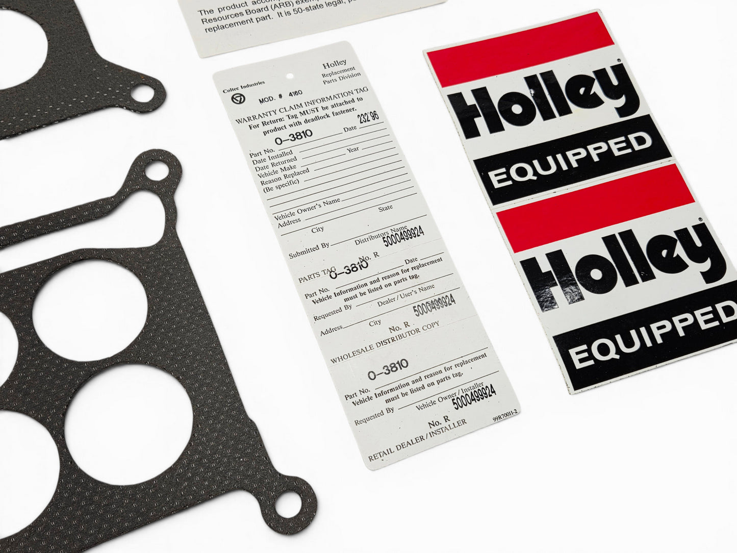 1966-1967 Corvette Holley Base and Flange 4 Barrel Gaskets with Decals Original