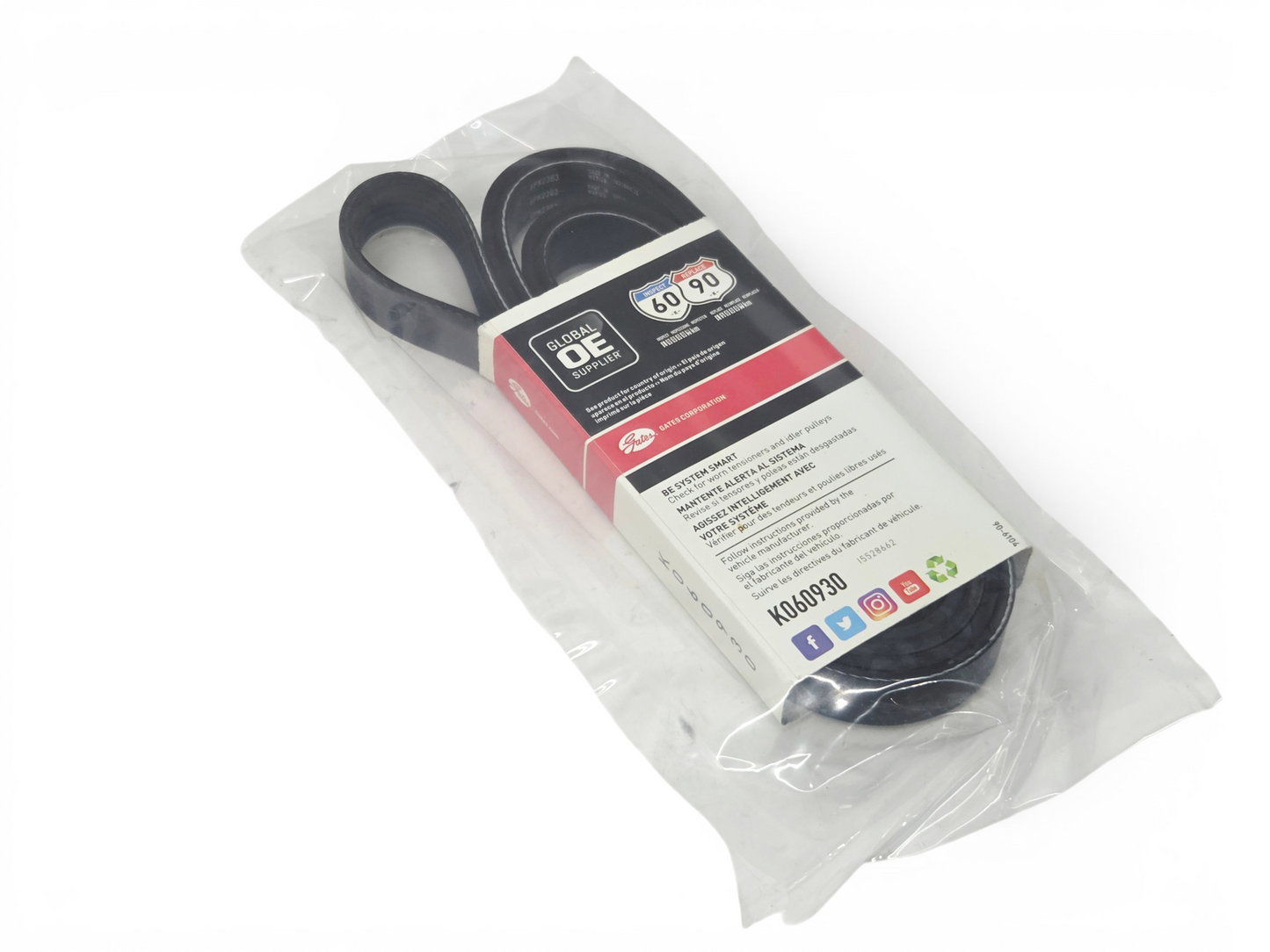 K060930 Gates Serpentine 6 Rib Micro-V Belt 6PK2363 - 93-9/16" Long