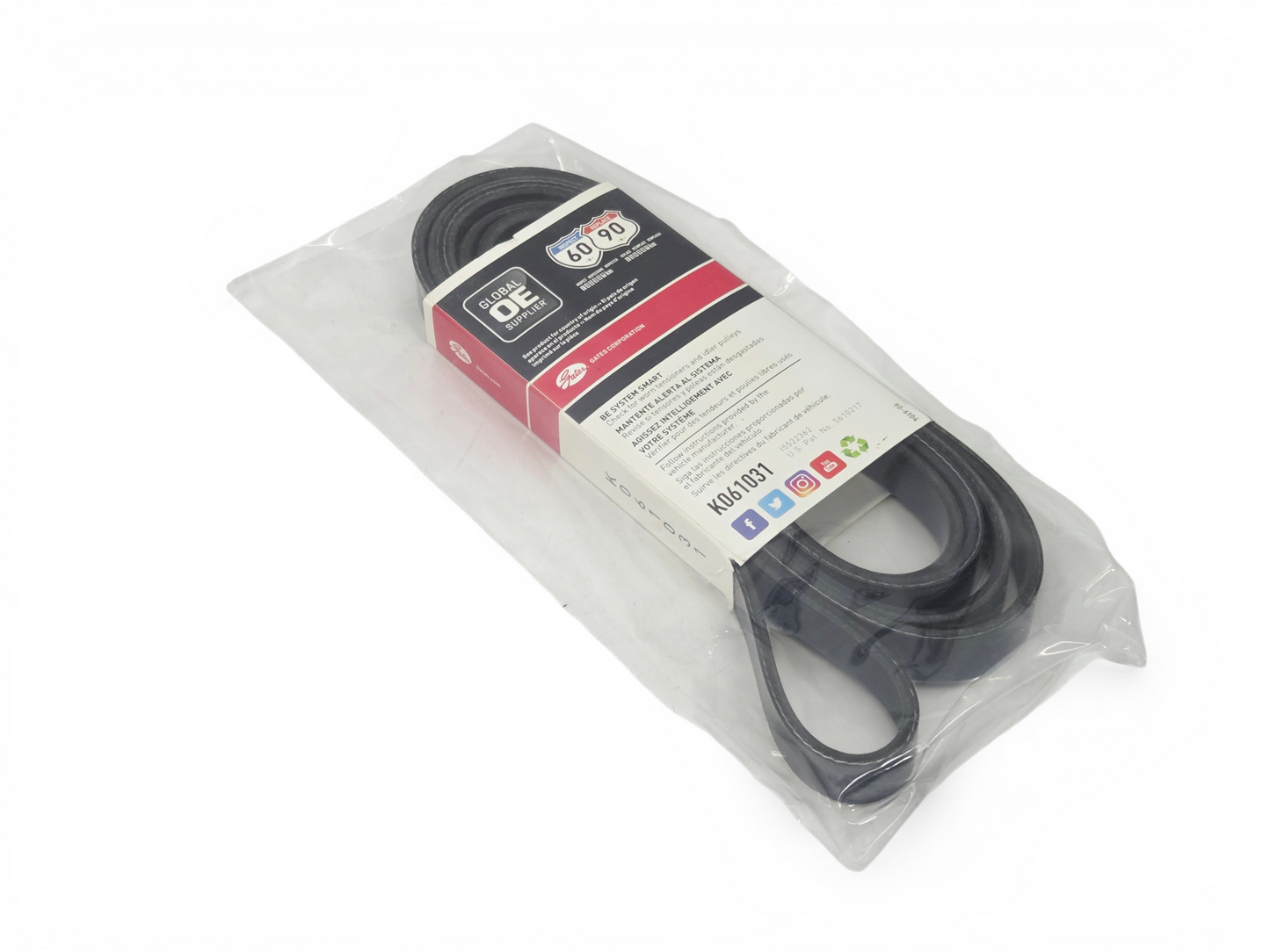 K061031 Gates Serpentine 6 Rib Micro-V Belt 6PK2618 103 11/16"