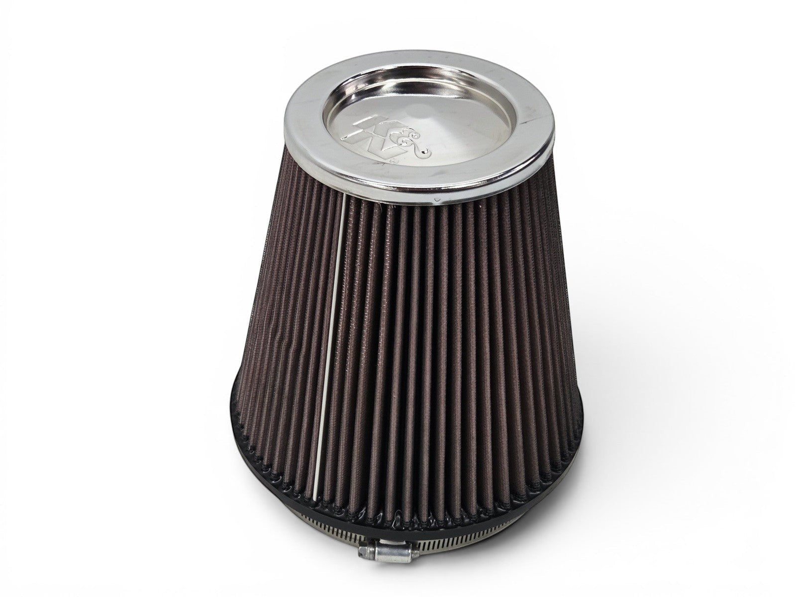 Send it Auto Parts K&N round tapered cotton gauze air filter with 6-inch flange and chrome top