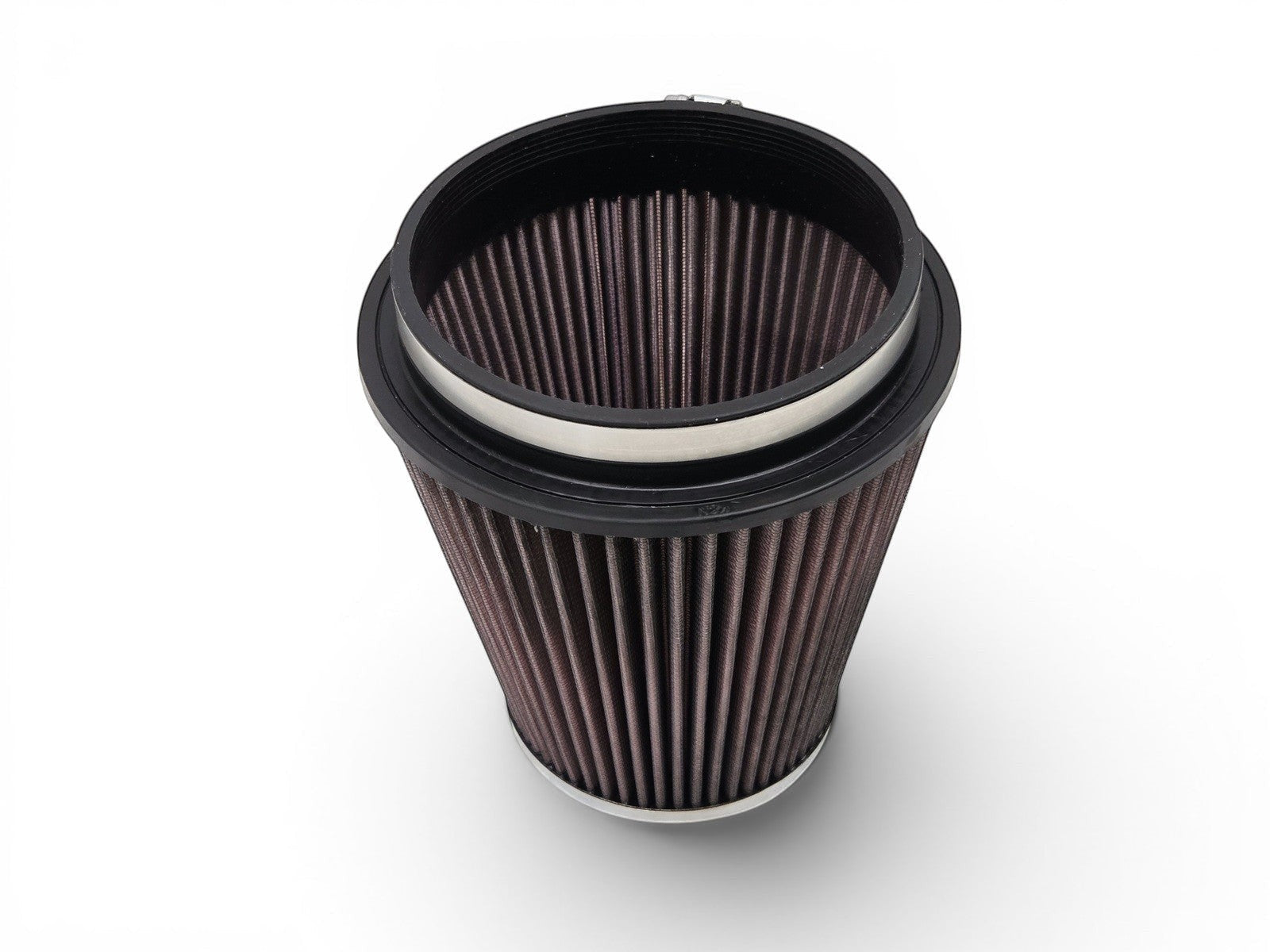 Send it Auto Parts K&N round tapered cotton gauze air filter with 6-inch flange viewed from above
